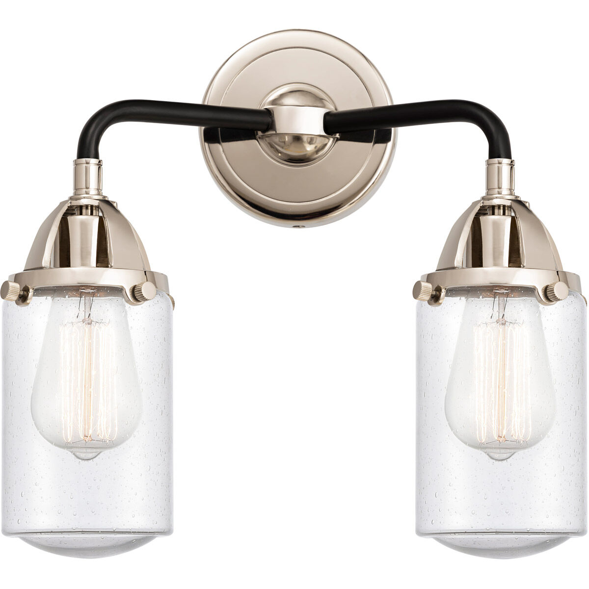 Nouveau 2 Dover 2 Light 13 inch Black Polished Nickel Bath Vanity Light Wall Light in Seedy Glass