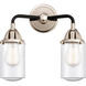 Nouveau 2 Dover 2 Light 13 inch Black Polished Nickel Bath Vanity Light Wall Light in Seedy Glass