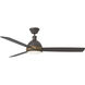 Hicks 60 inch Deep Bronze with Bronze Blades Ceiling Fan in Deep Bronze and Hand-Rubbed Antique Brass