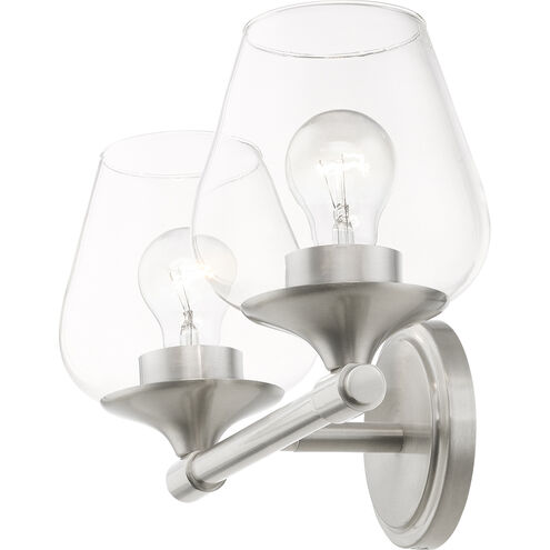 Willow 2 Light 15 inch Brushed Nickel Vanity Sconce Wall Light