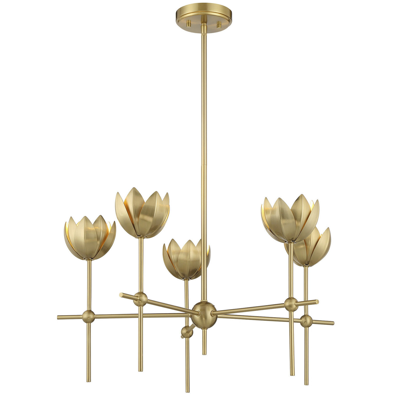 Bohemian LED 26 inch Natural Brass Chandelier Ceiling Light