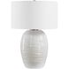 Alkman 26 inch 150 watt Powder White Glaze and Brushed Nickel Table Lamp Portable Light