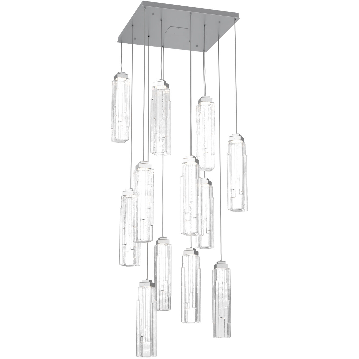 Ledgestone LED Classic Silver Chandelier Ceiling Light, Square Multi-Pendant