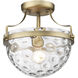 Quinn 1 Light 11 inch Antique Brass Semi-Flush Ceiling Light