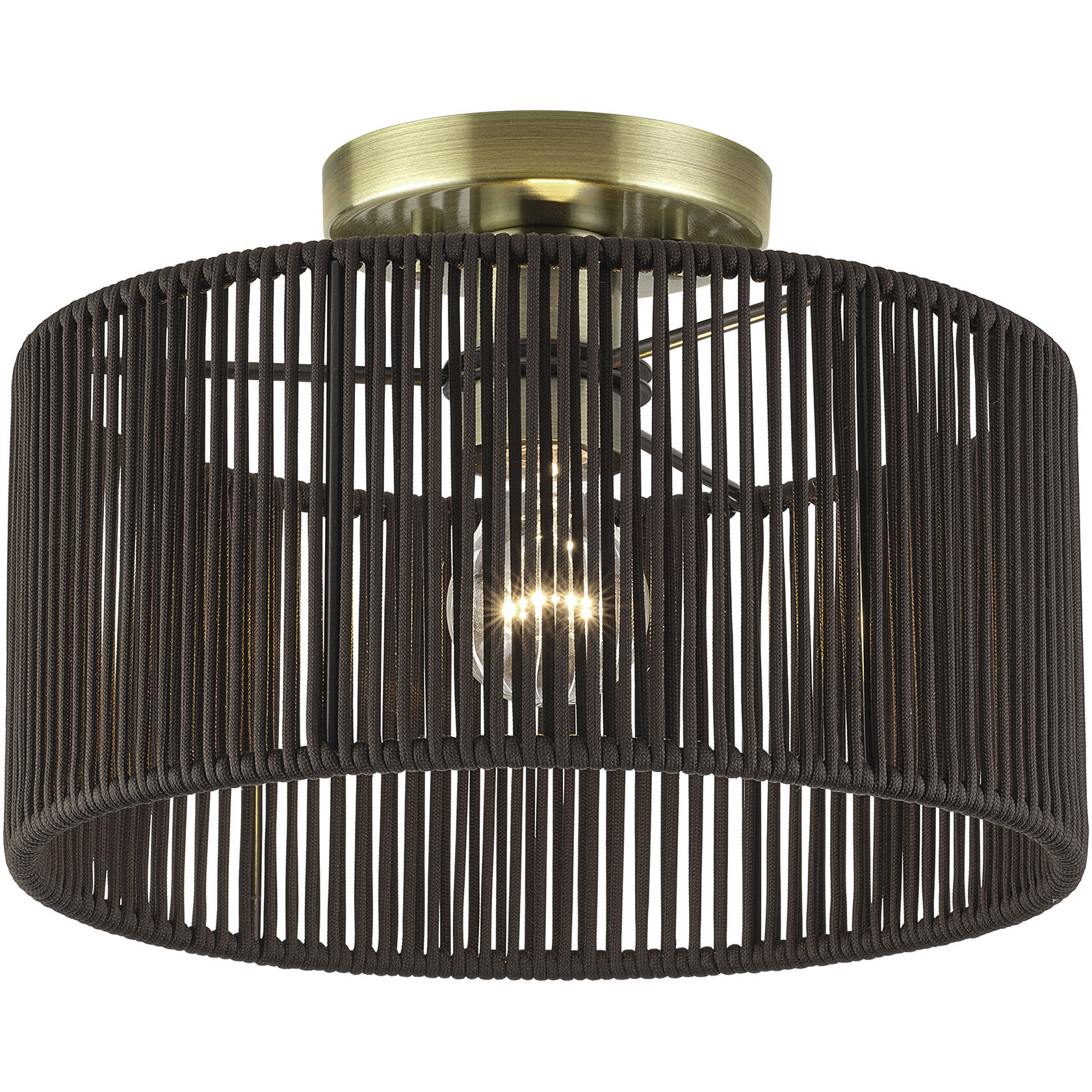 Acordia 1 Light 12 inch Antique Brass Semi Flush Mount Ceiling Light, Medium