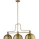 Melange 3 Light 52 inch Heritage Brass Billiard Ceiling Light in Heritage Brass Metal and Glass