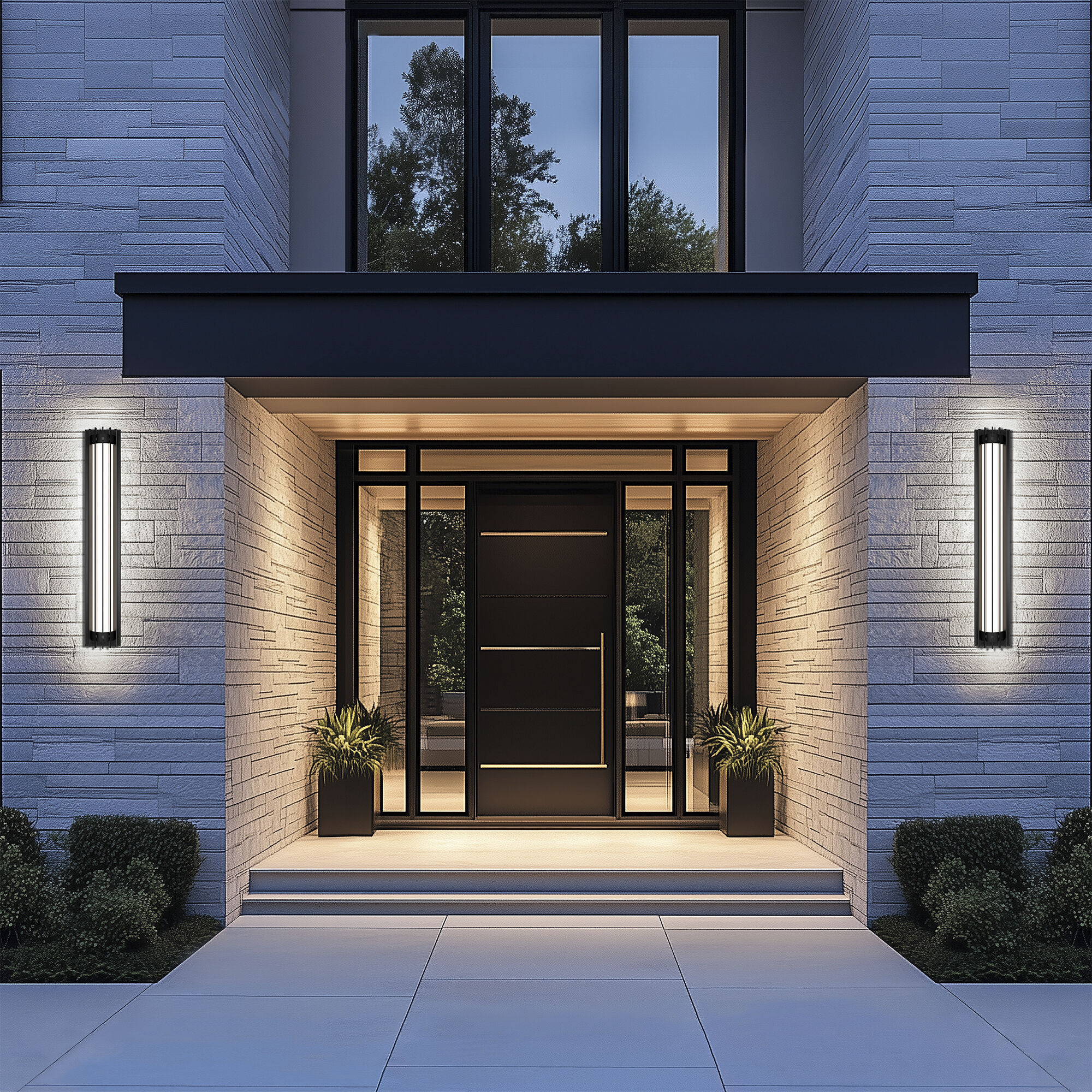 Moline LED 24 inch Black Outdoor Wall Light in 3500K, dweLED