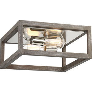 Bliss 2 Light 13 inch Driftwood and Polished Nickel Accents Flush Mount Ceiling Light 