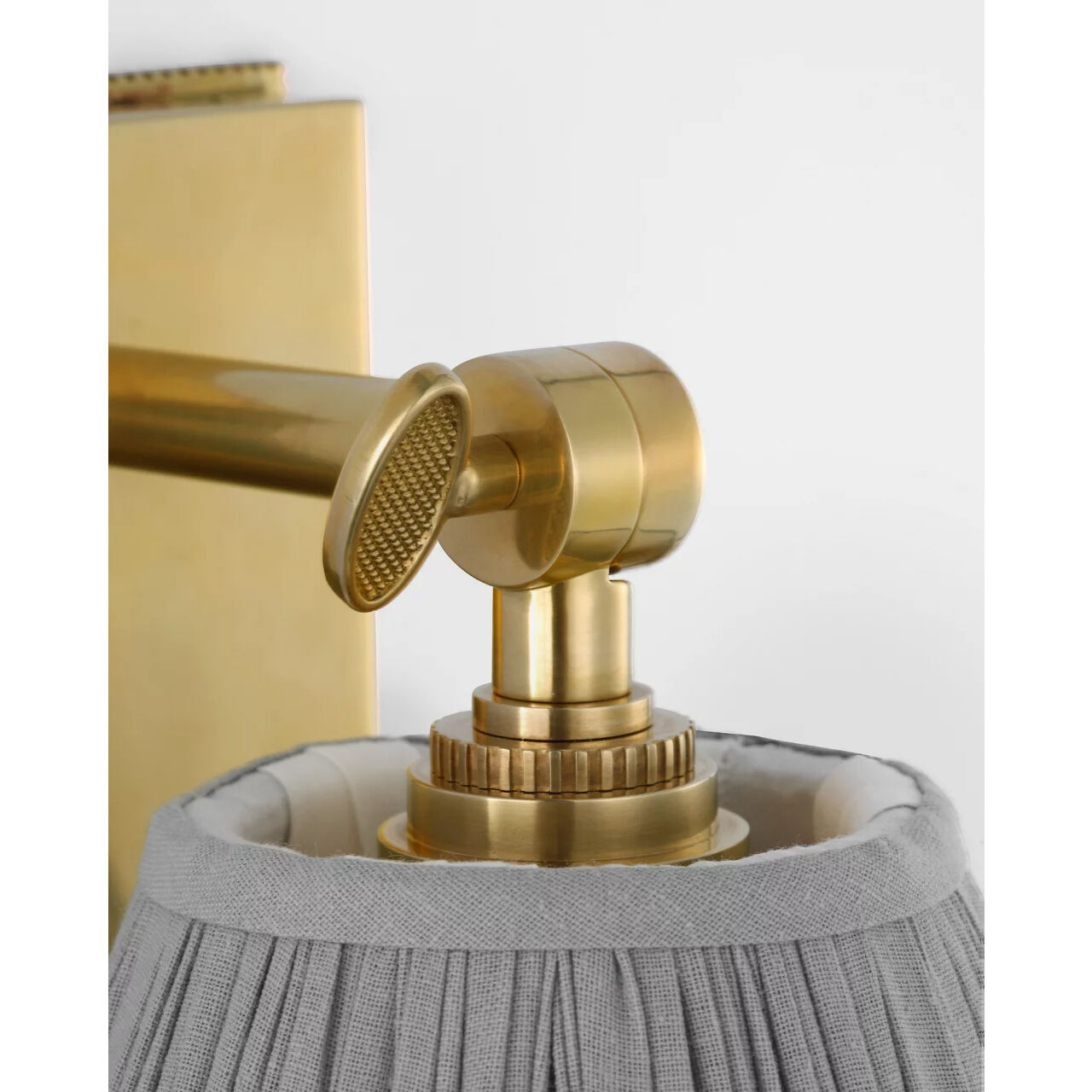 Marie Flanigan Wimberley LED 6 inch Soft Brass Bedside Wall Light in Blue Linen Pleated