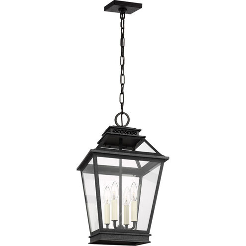 C&M by Chapman & Myers Falmouth 4 Light 12 inch Dark Weathered Zinc Outdoor Hanging Lantern