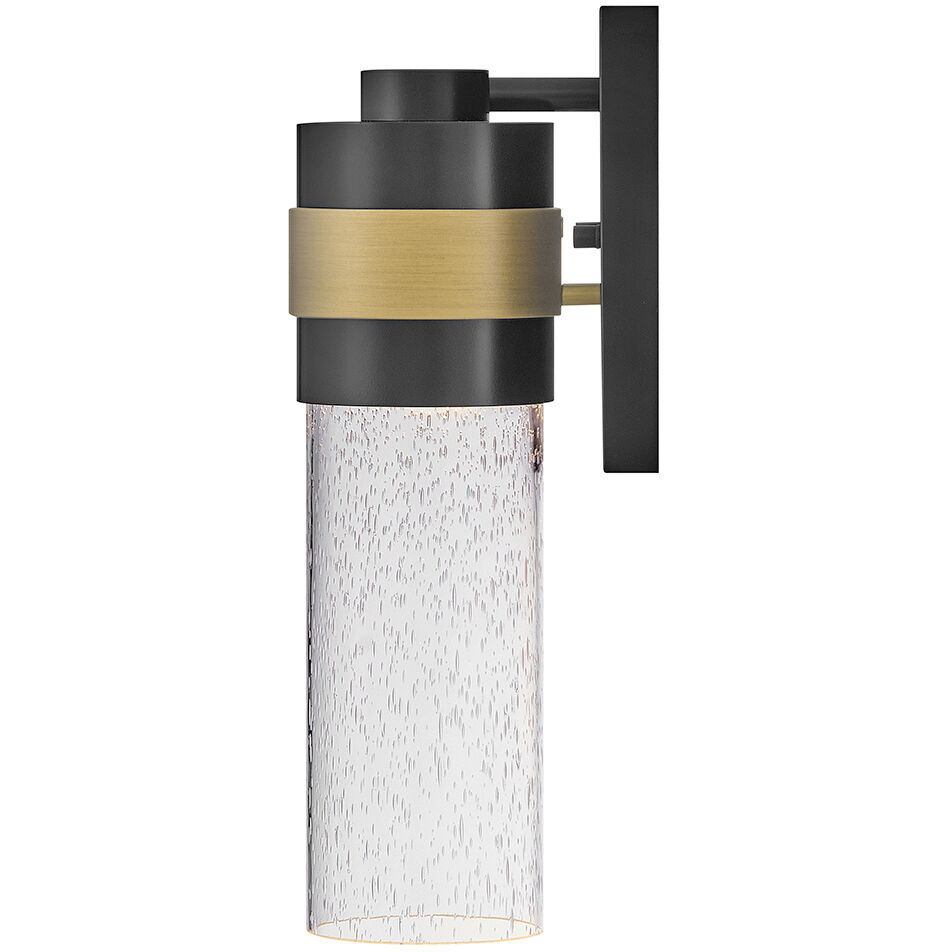 Albie 1 Light 12.75 inch Black with Antique Brass Outdoor Wall Mount