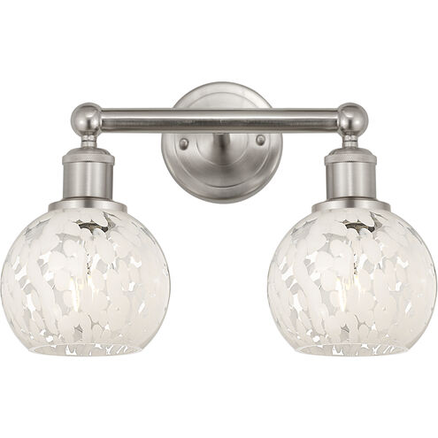 Edison White Mouchette 2 Light 15 inch Brushed Satin Nickel Bath Vanity Light Wall Light