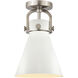 Newton Cone 1 Light 8 inch Satin Nickel Flush Mount Ceiling Light