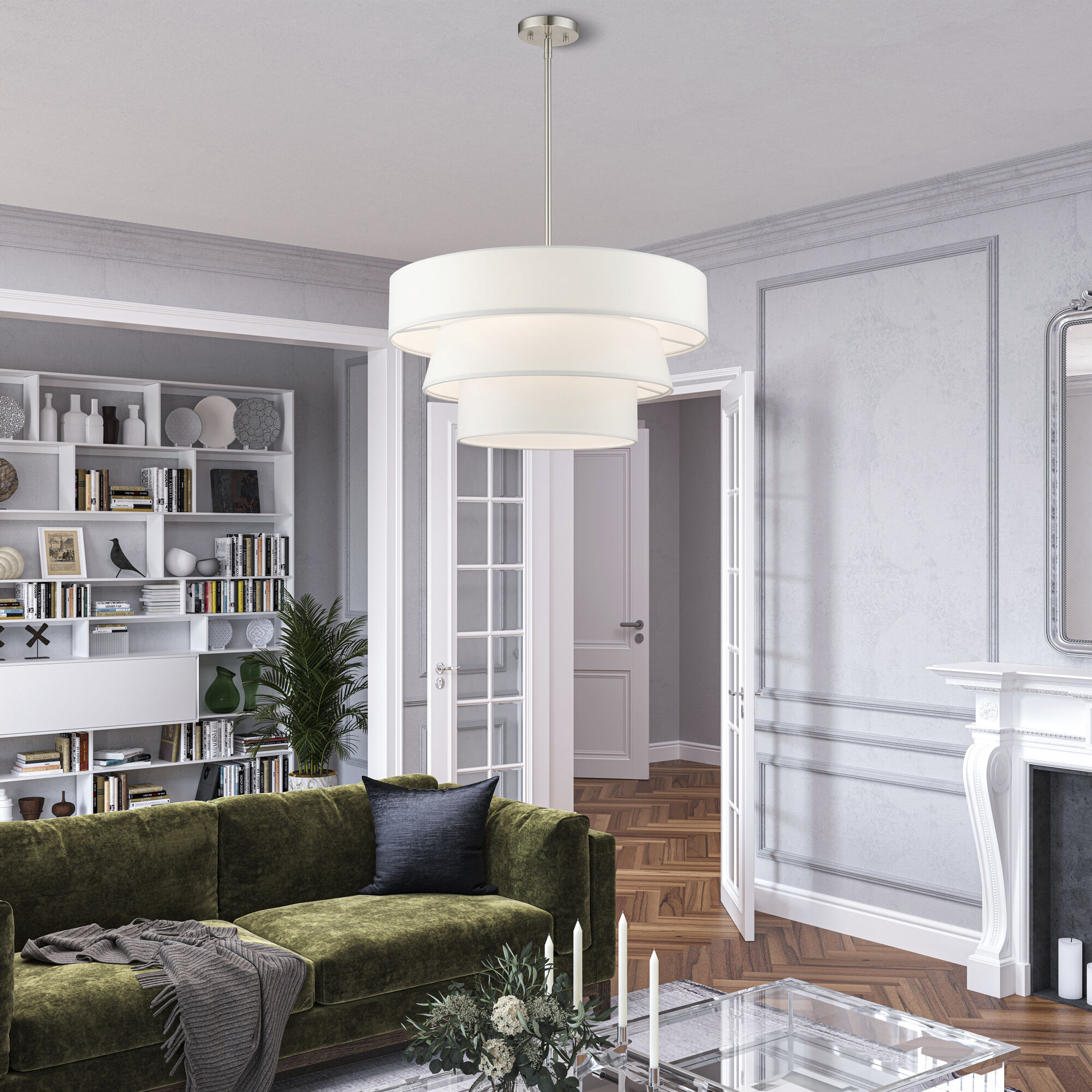 Warrenville 4 Light 23 inch Brushed Nickel Pendant Chandelier Ceiling Light