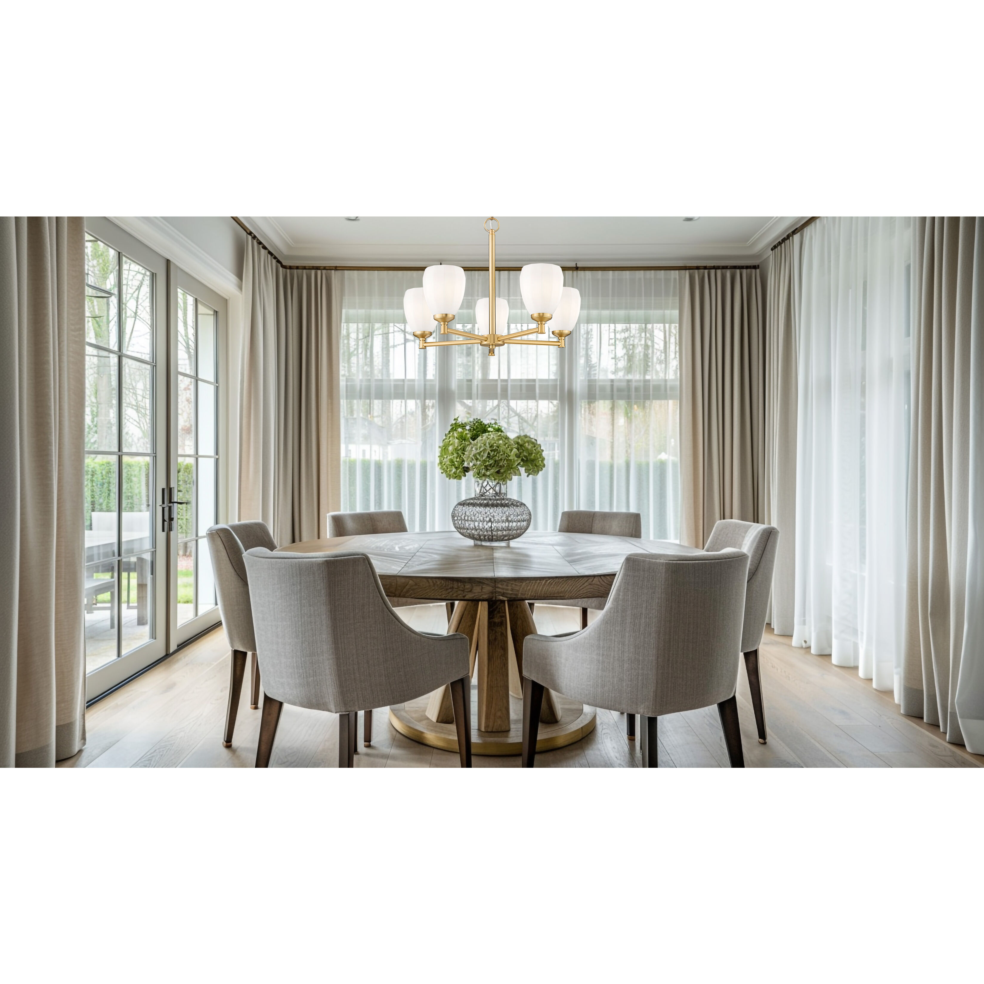 Oren 5 Light 25 inch Modern Gold Chandelier Ceiling Light