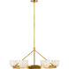 AERIN Carola LED 36 inch Hand-Rubbed Antique Brass Ring Chandelier Ceiling Light in White Strie Glass, Large