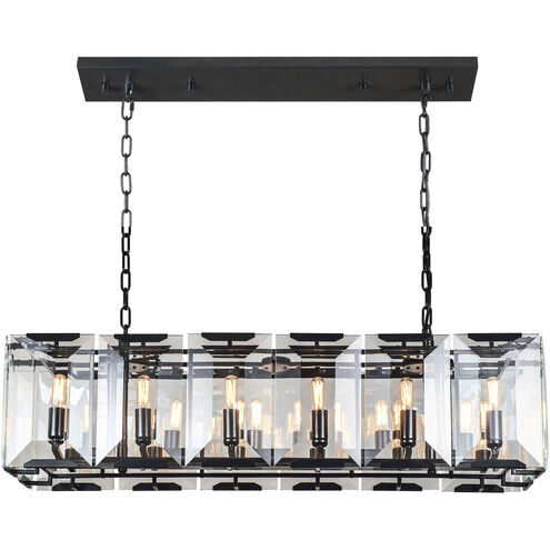 Monaco 12 Light 40 inch Flat Black Island Pendant Ceiling Light, Urban Classic