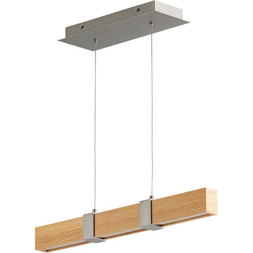 Decca LED 24 inch Satin Nickel And White Oak Linear Pendant Ceiling Light