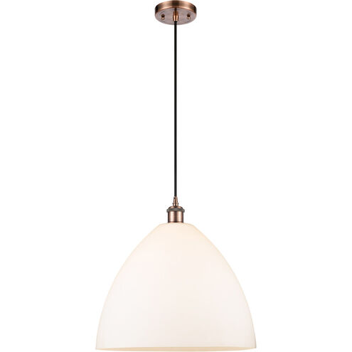 Ballston Dome 1 Light 16 inch Antique Copper Pendant Ceiling Light in Matte White Glass