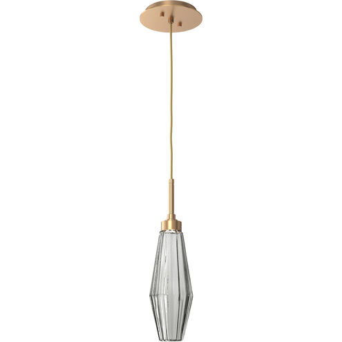 Aalto LED 3.8 inch Novel Brass Pendant Ceiling Light in 3000K LED, Optic Rib Smoke