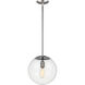 Leo - Hanging Globe 1 Light 12 inch Satin Aluminum Pendant Ceiling Light