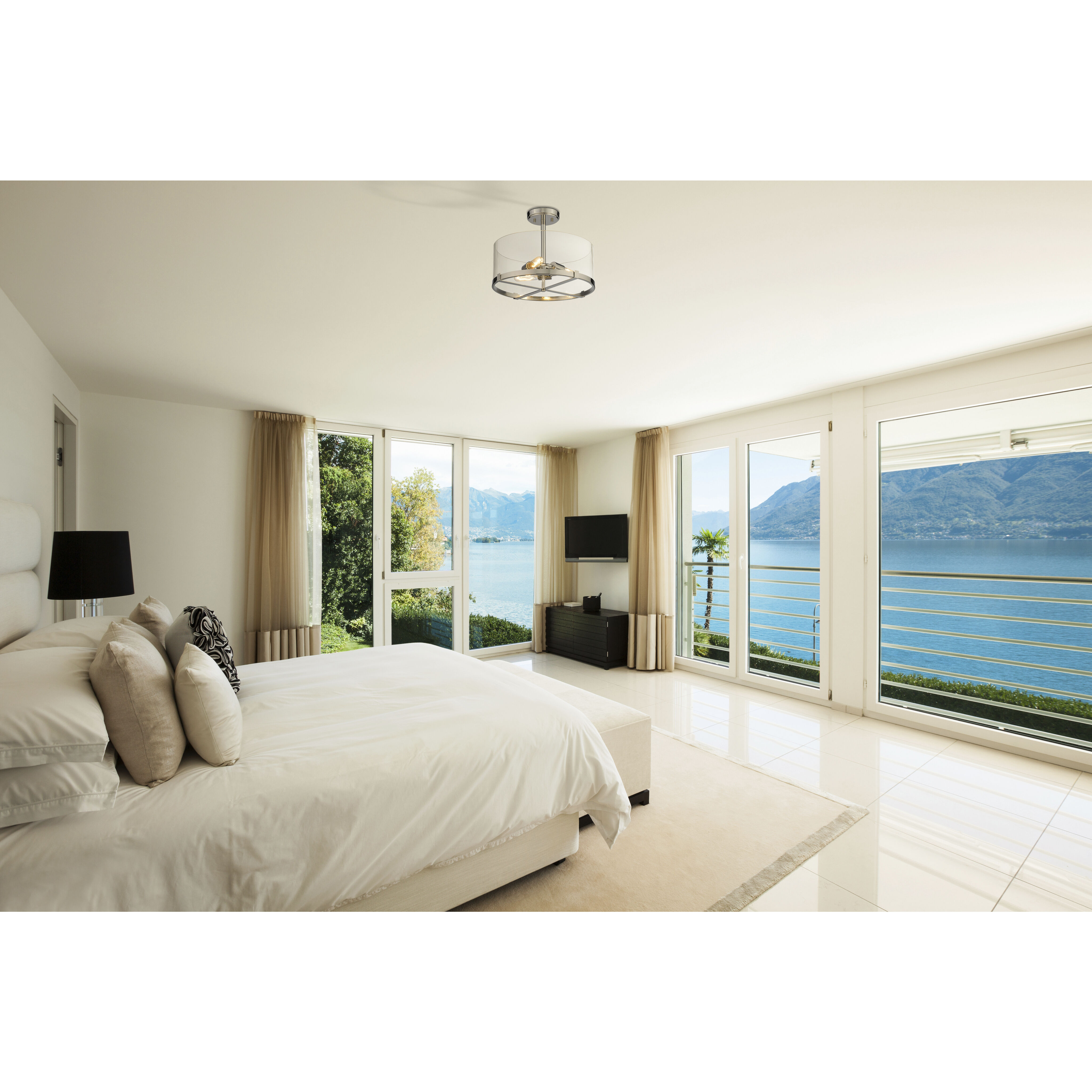 Callista 3 Light 16.5 inch Polished Nickel Semi Flush Mount Ceiling Light