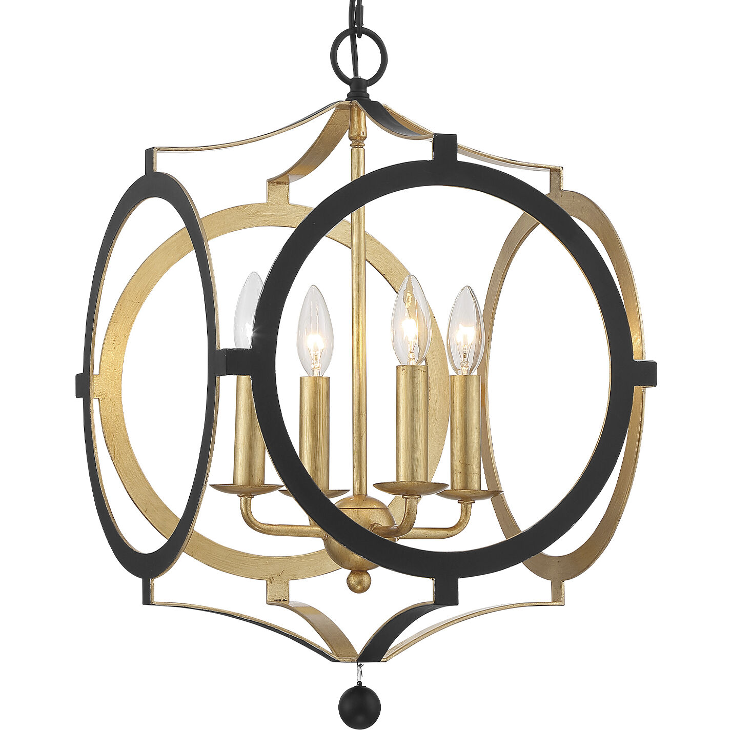 Odelle 4 Light 20 inch Black and Antique Gold Lantern Chandelier Ceiling Light