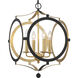 Odelle 4 Light 20 inch Black and Antique Gold Lantern Chandelier Ceiling Light
