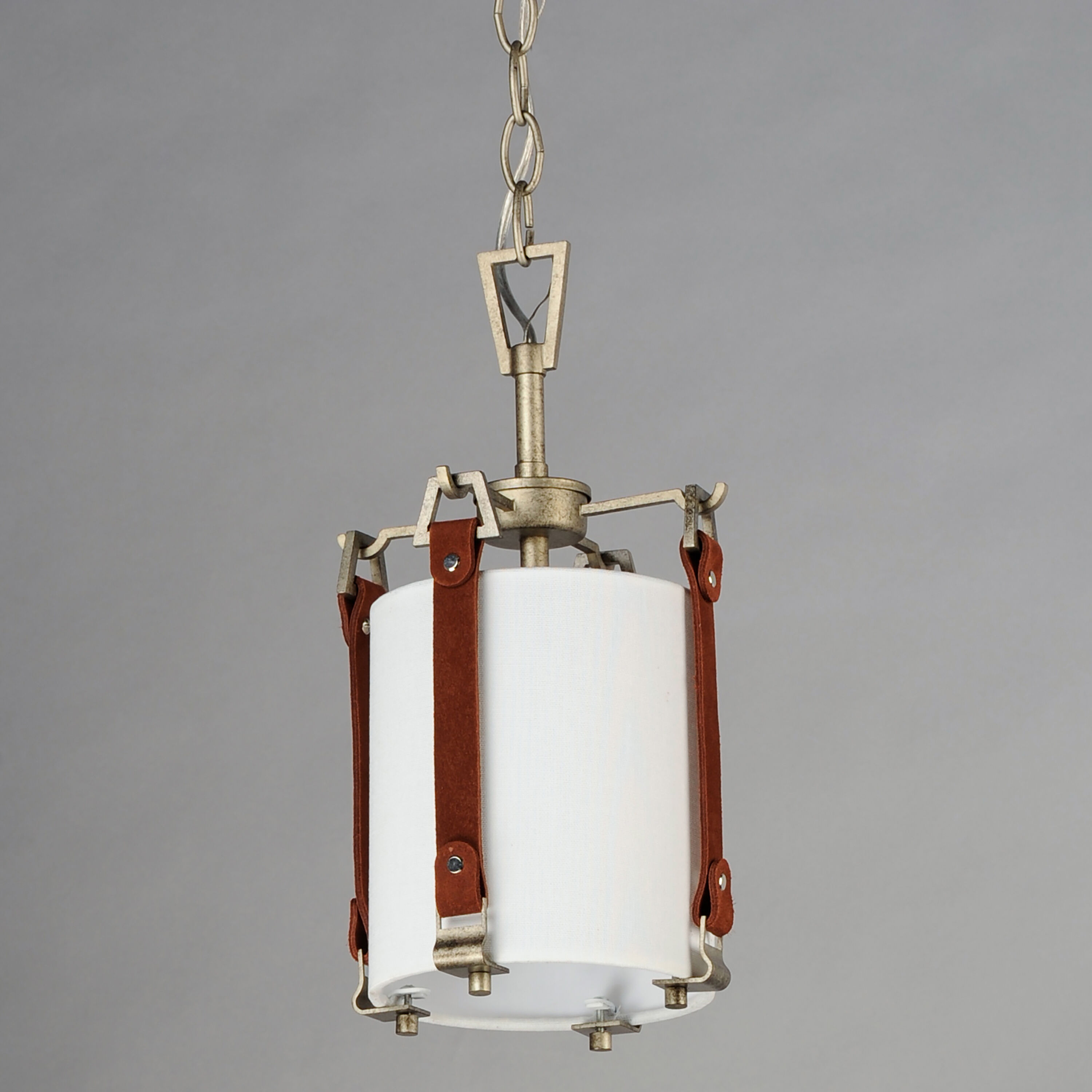 Sausalito 1 Light 7.5 inch Weathered Zinc / Brown Suede Single Pendant Ceiling Light