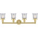 Canton 4 Light 32.25 inch Satin Gold Bath Vanity Light Wall Light in Seedy Glass