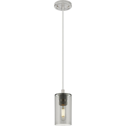 Downtown Urban Crown Point 1 Light 3.88 inch Satin Nickel Pendant Ceiling Light in Plated Smoke
