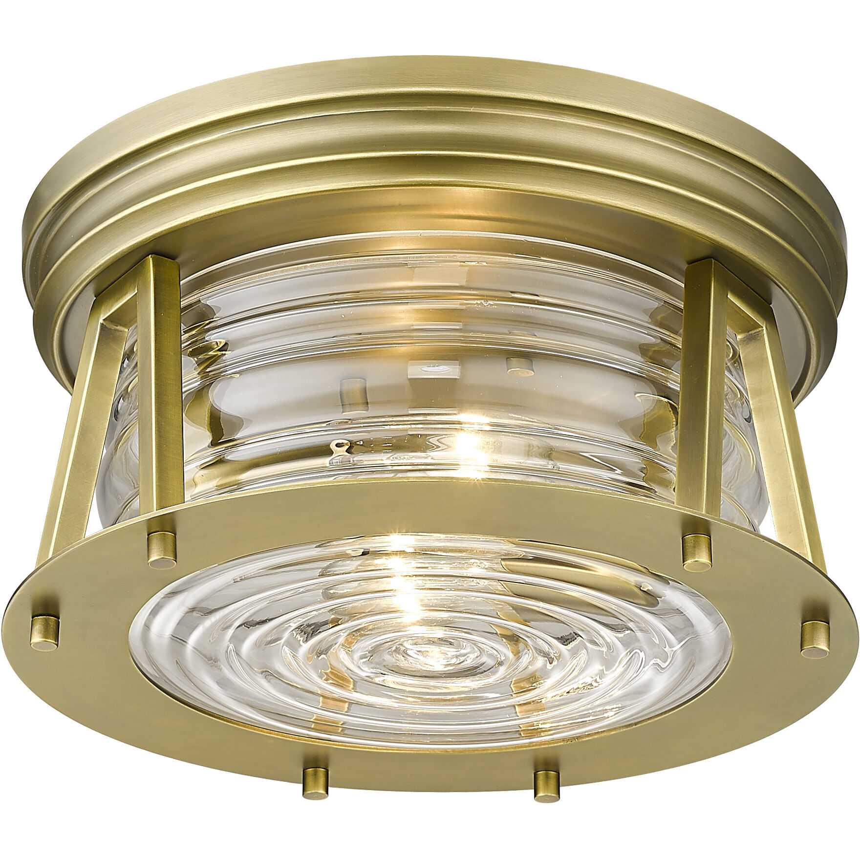 Cape Harbor 2 Light 12 inch Rubbed Brass Flush Mount Ceiling Light