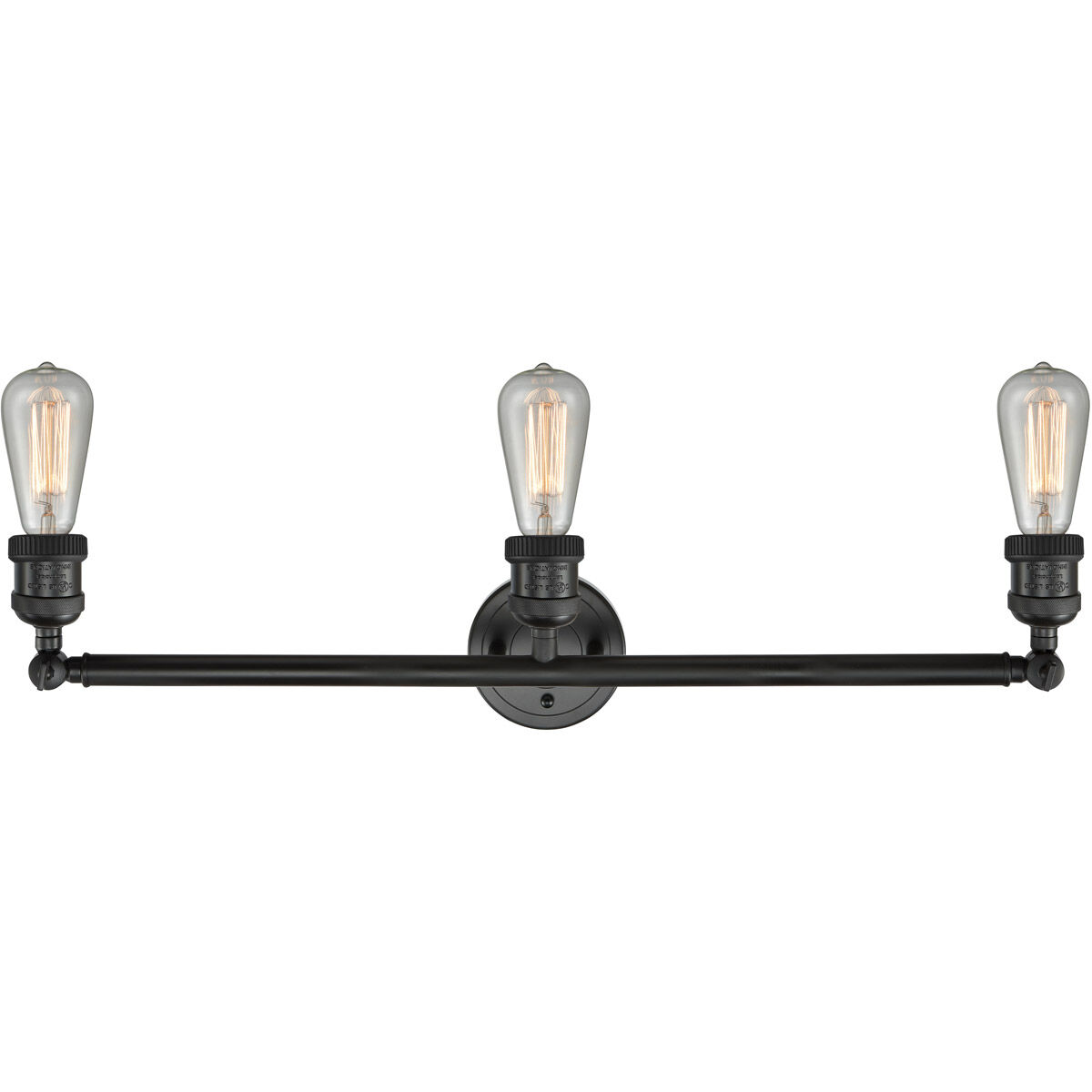 Franklin Restoration Bare Bulb 3 Light 30 inch Matte Black Bath Vanity Light Wall Light