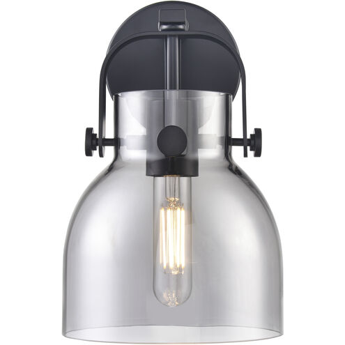 Pilaster II Bell 1 Light 6.5 inch Matte Black Sconce Wall Light in Plated Smoke Glass