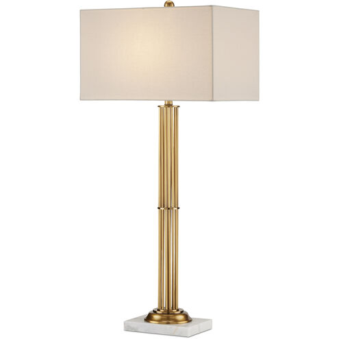 Allegory 36.5 inch Antique Brass/White Marble Table Lamp Portable Light