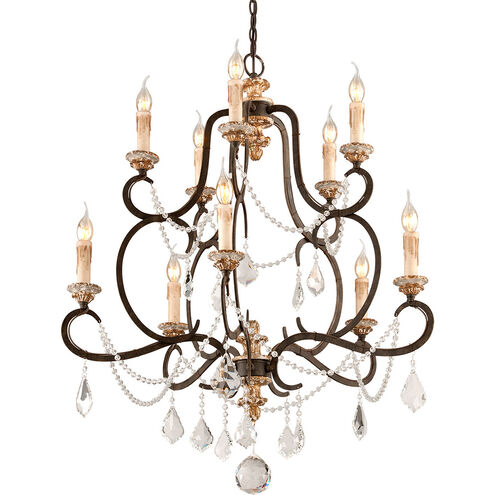 Bordeaux 10 Light 32.25 inch Parisian Bronze/Distressed Gold Leaf Chandelier Ceiling Light