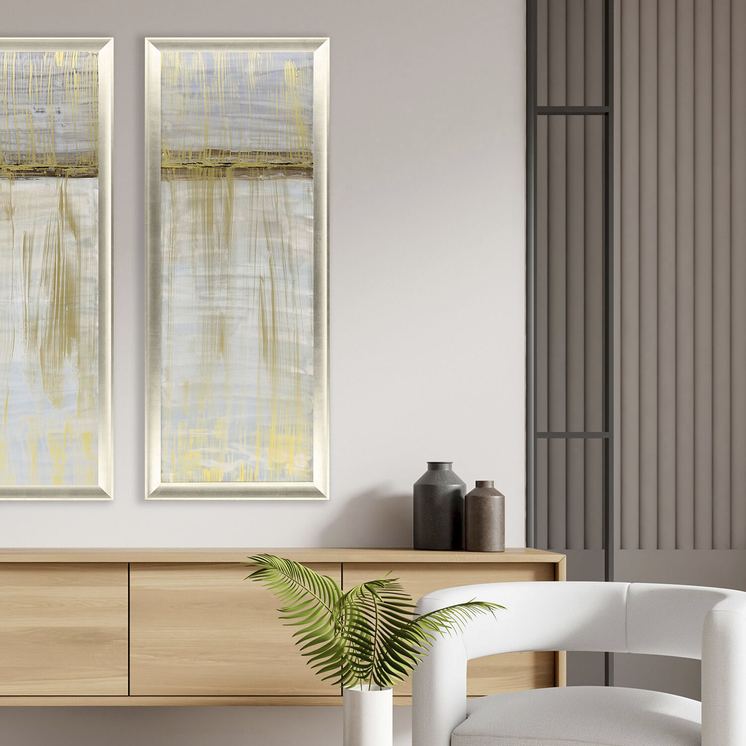 Seaside Harmony Blue and Brown and Metallic and White Framed Art, The Studio