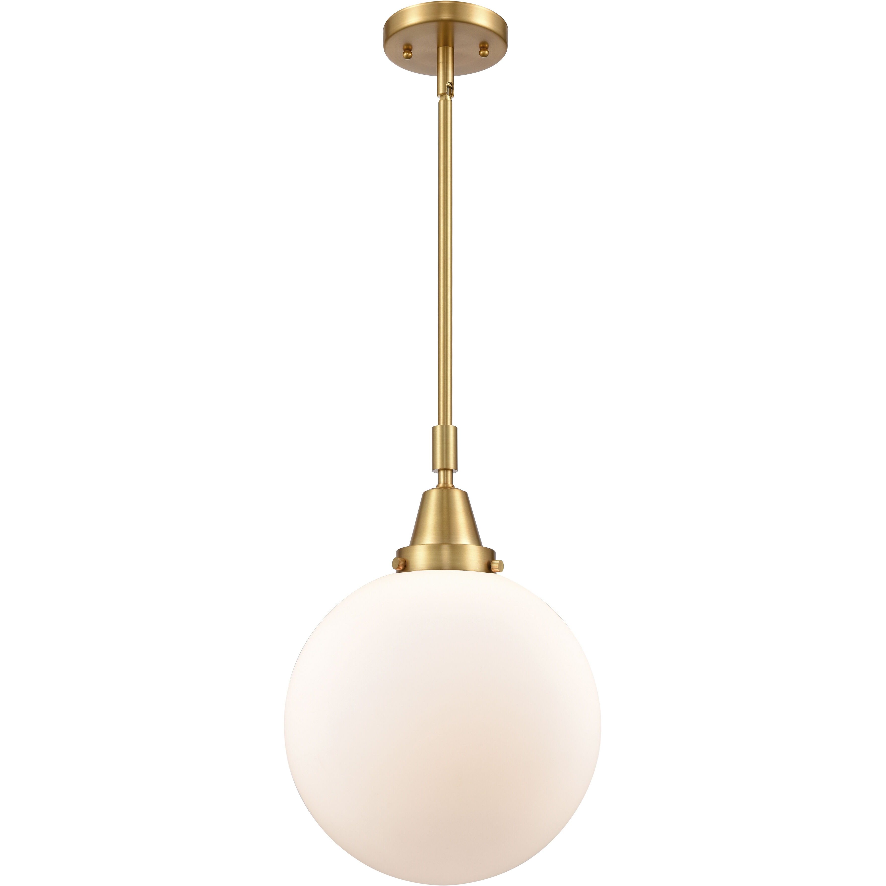 Franklin Restoration Beacon LED 10 inch Satin Gold Mini Pendant Ceiling Light in Matte White Glass