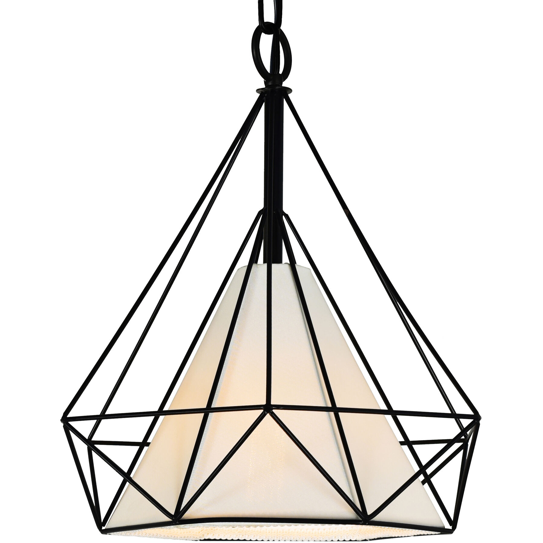 Diamond 1 Light 15 inch Black Down Pendant Ceiling Light