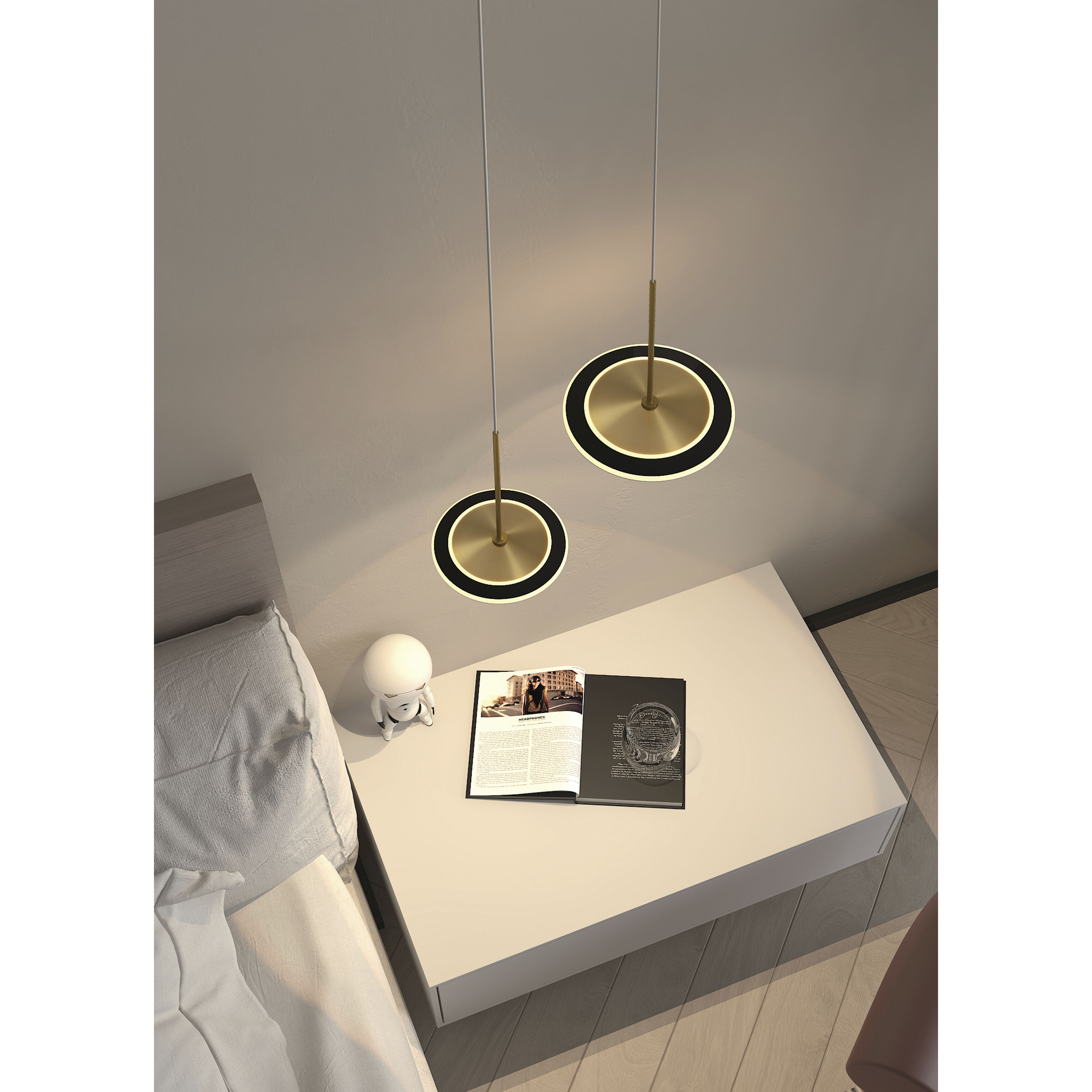 Uranas LED 7.9 inch Satin Dark Gray and Antique Brass Pendant Ceiling Light