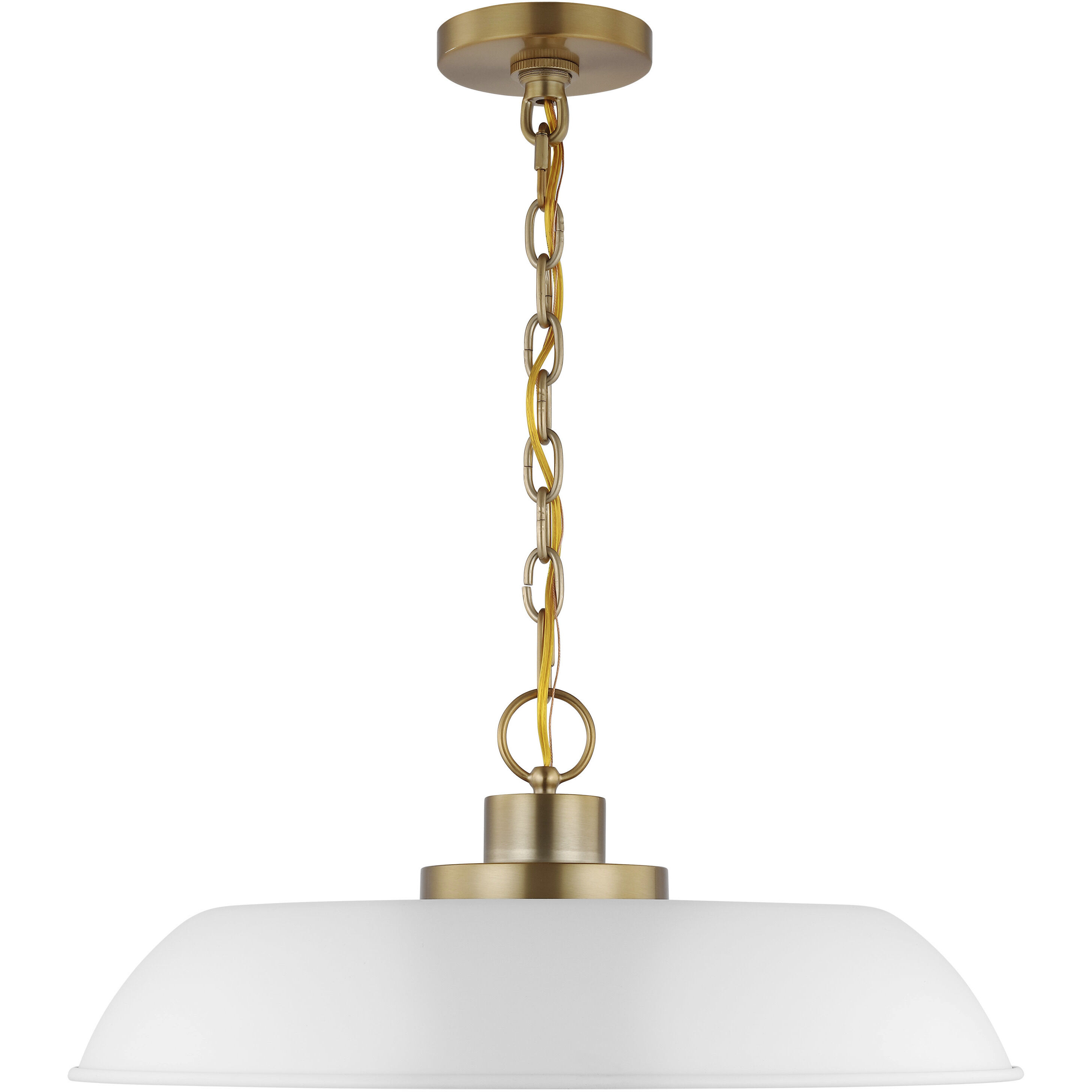 Colony 1 Light 20 inch Matte White/Burnished Brass Pendant Ceiling Light