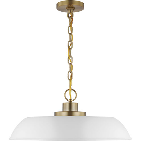 Colony 1 Light 20 inch Matte White/Burnished Brass Pendant Ceiling Light