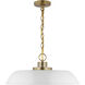 Colony 1 Light 20 inch Matte White/Burnished Brass Pendant Ceiling Light