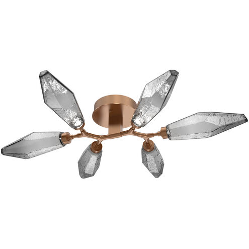 Rock Crystal LED 36.4 inch Novel Brass Flush Mount Ceiling Light in 3000K LED, Chilled Smoke
