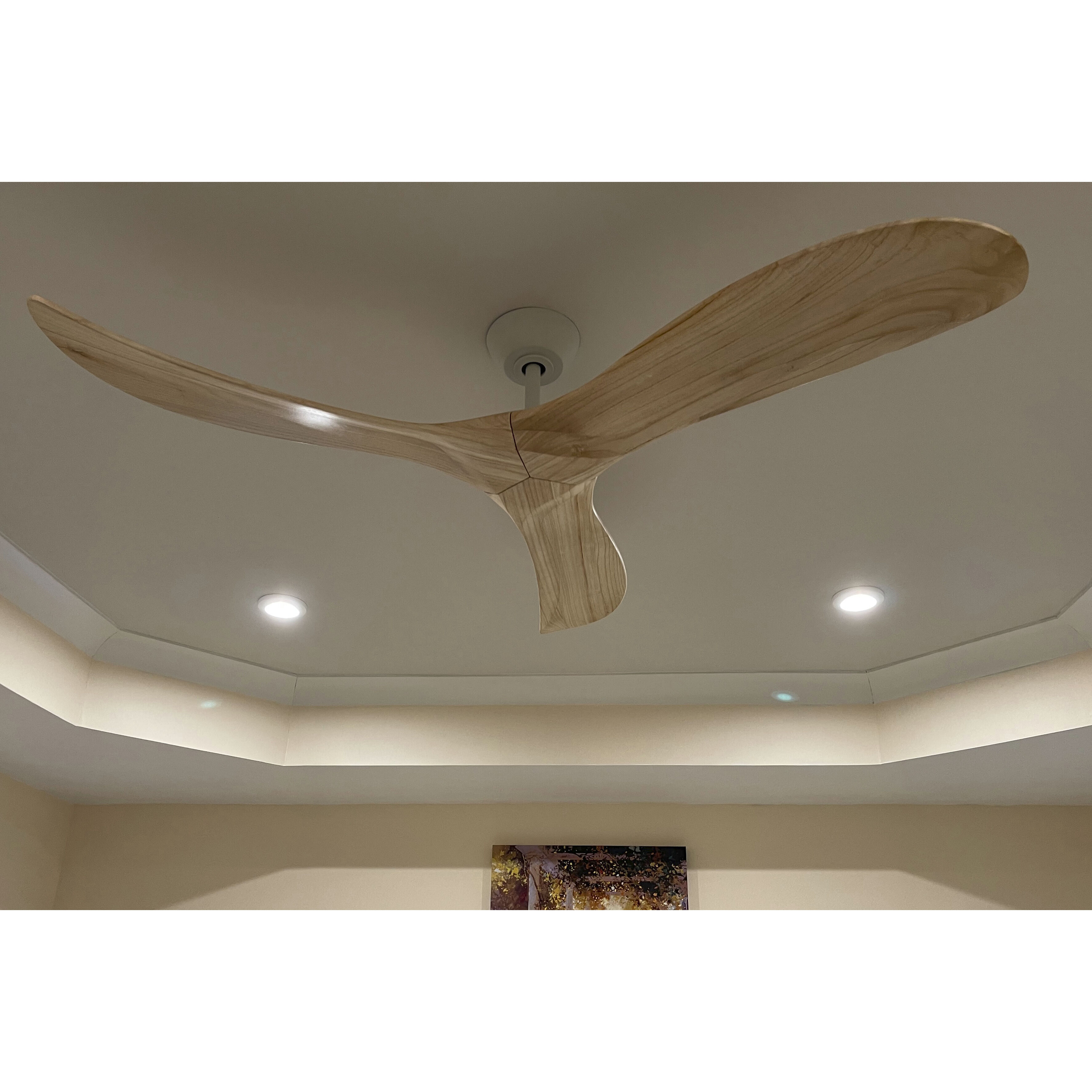 Swell 80 inch Matte White with Natural Blades Fan