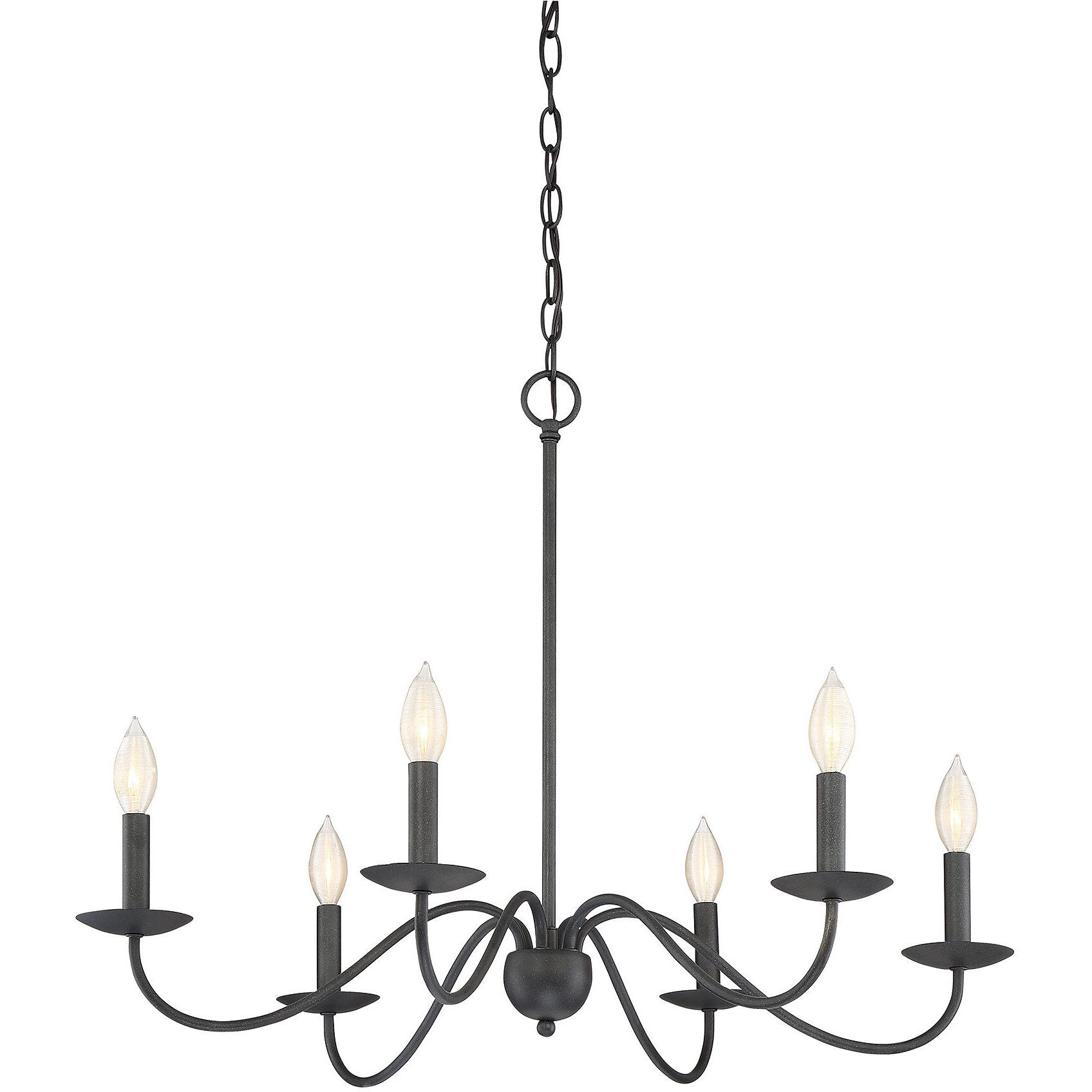 Traditional 6 Light 30 inch Aged Iron Chandelier Ceiling Light