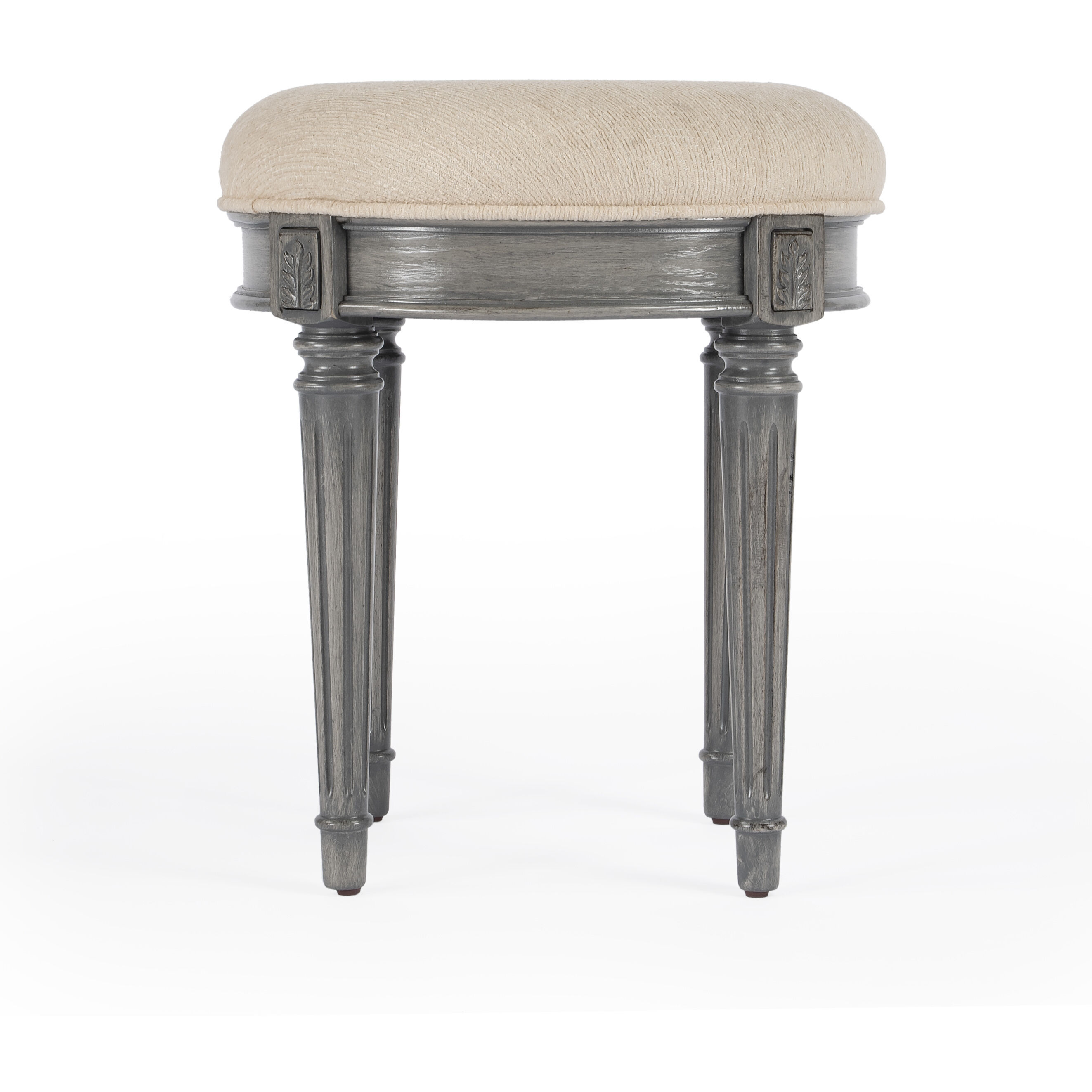 Bernadette Upholstered 18"W Vanity Stool in Gray