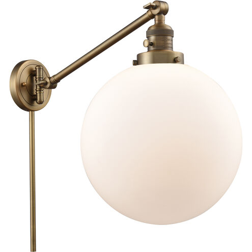 XX-Large Beacon 20 inch 100 watt Brushed Brass Swing Arm Wall Light in Matte White Glass, Franklin Restoration