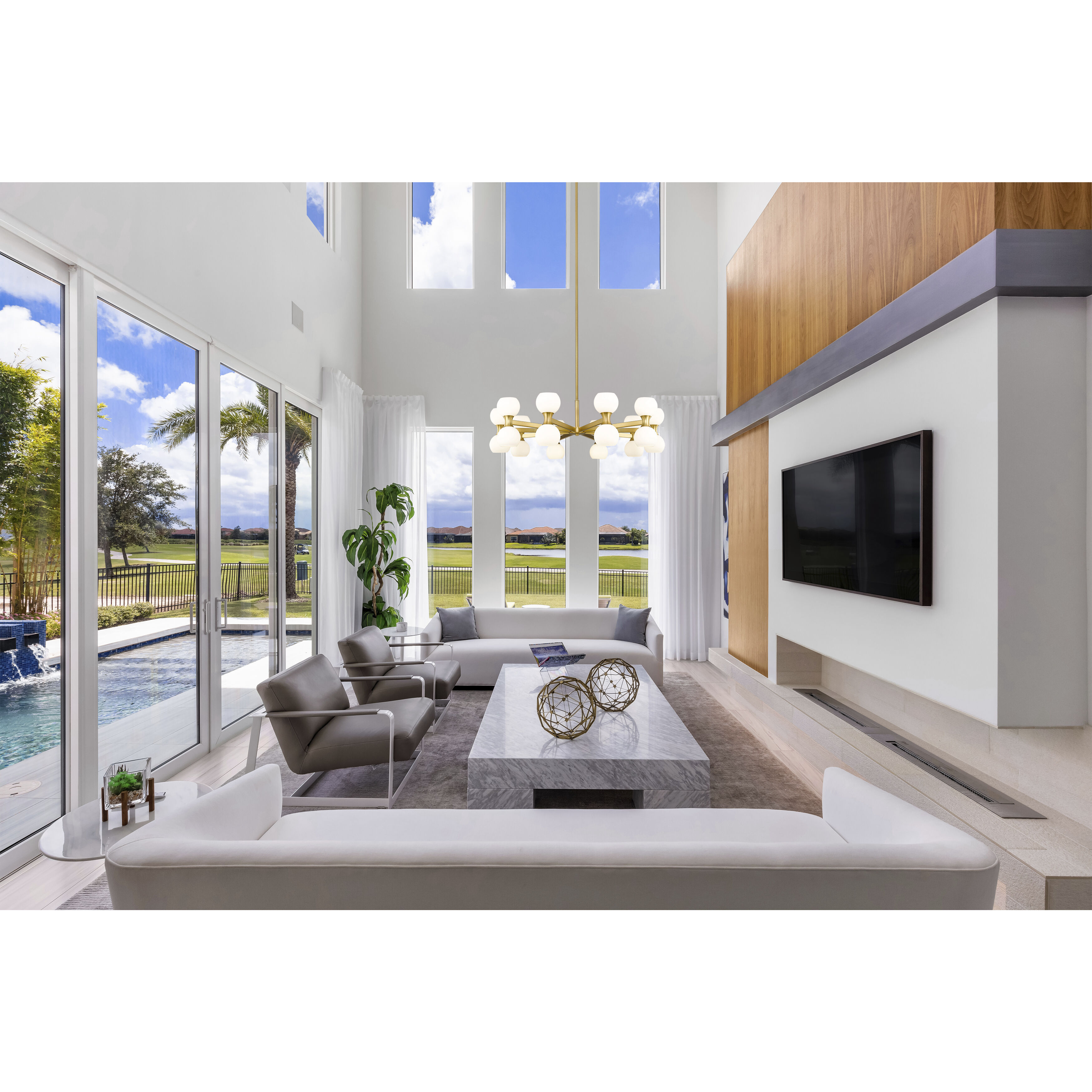 Artemis 20 Light 42 inch Modern Gold Chandelier Ceiling Light