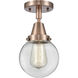 Beacon 1 Light 6 inch Antique Copper Flush Mount Ceiling Light in Bulb Not Included, Clear Glass